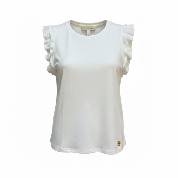 Michael Kors Tops - Michael Kors White Flutter Sleeve T Shirt Size Medium
